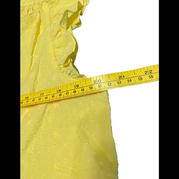 NWT Loft Ann Taylor Yellow Ruffle Cap Sleeve Button Down Top - Picture 6 of 7
